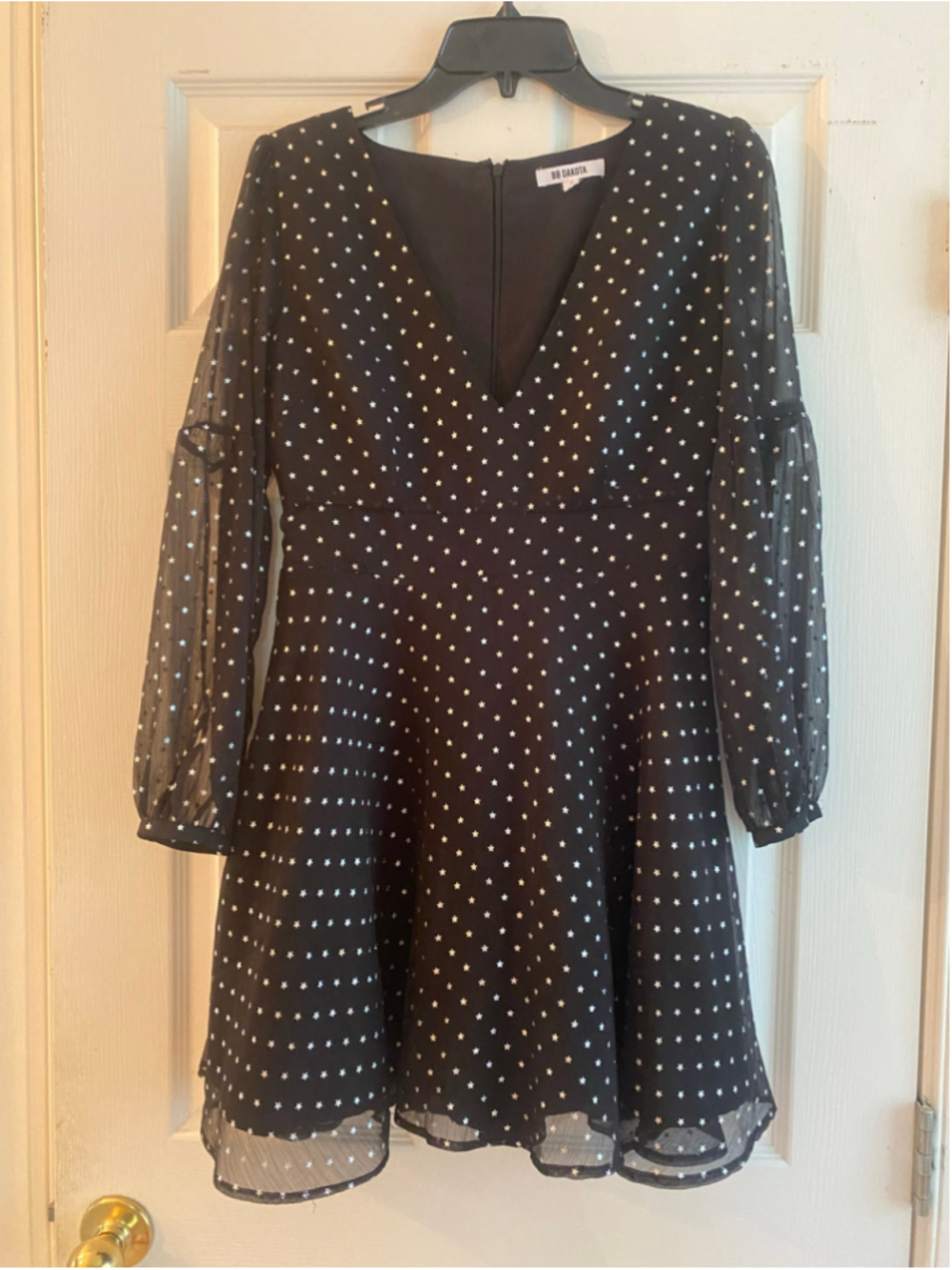 Women's BB Dakota Star Print Dress Black & Silver - size 4